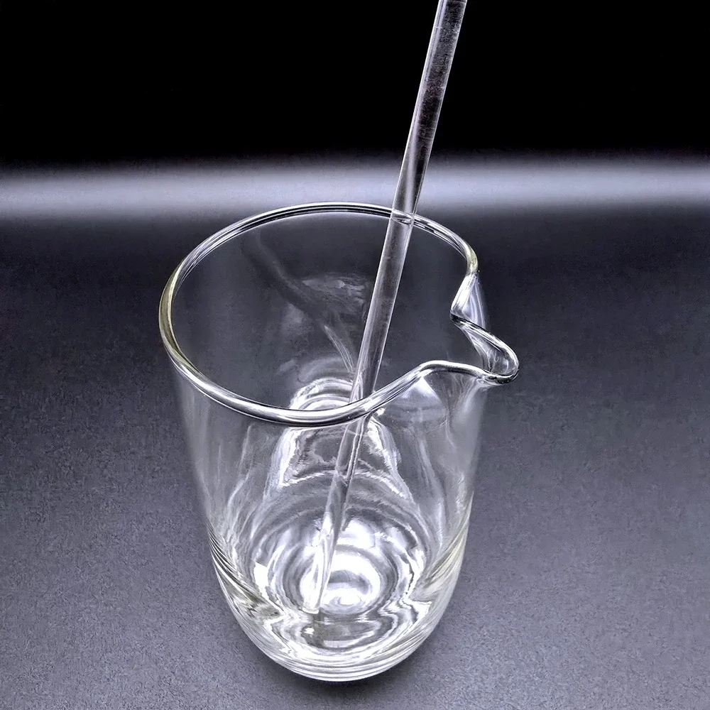 Hand Blown Clear Glass Heart Rim Cocktail Mixing Pitcher with Glass Stir Rod‎